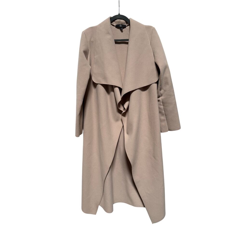 Missguided Duster Coat Womens Size 4 Made In Italy Tan Draped Open Front Long